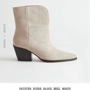 & Other Stories Pointed Suede Ankle Boots in Light Beige